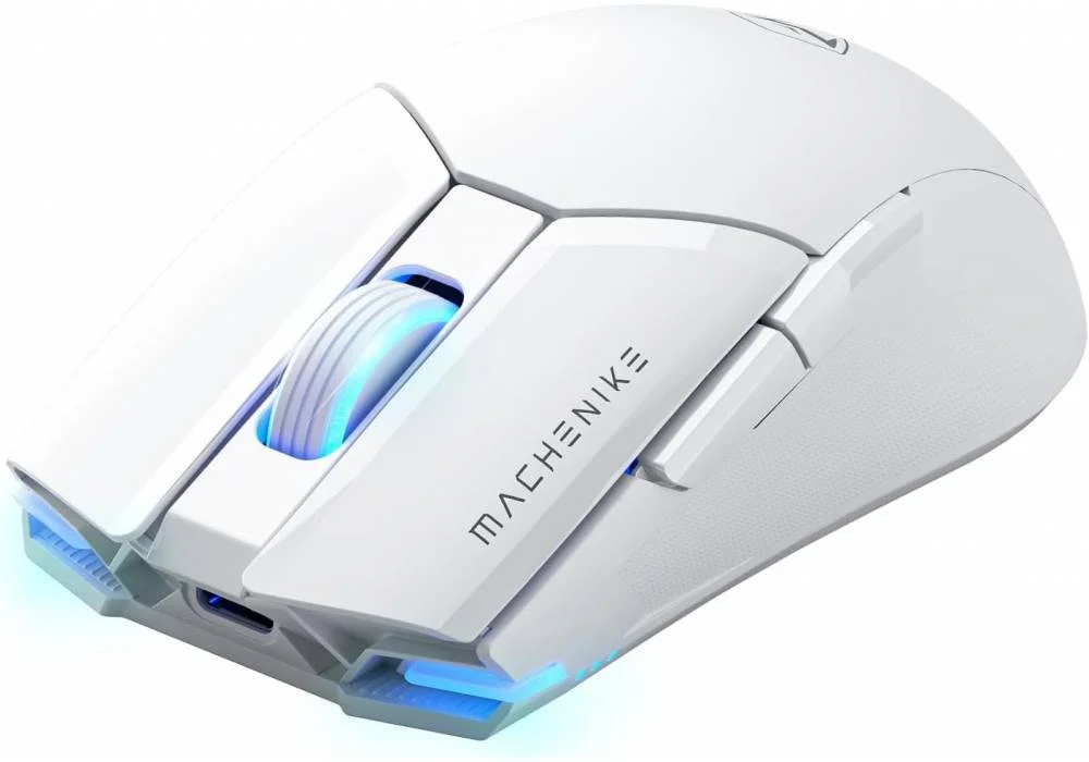 Machenike Wireless Gaming Mouse,26,000 DPI,PAW3395 Sensor,RGB Backlit,Ergonomic Design,6 Programmable Buttons,Long Battery Life,Ultra-Lightweight,White Gaming Mice Compatible with PC, Mac - White