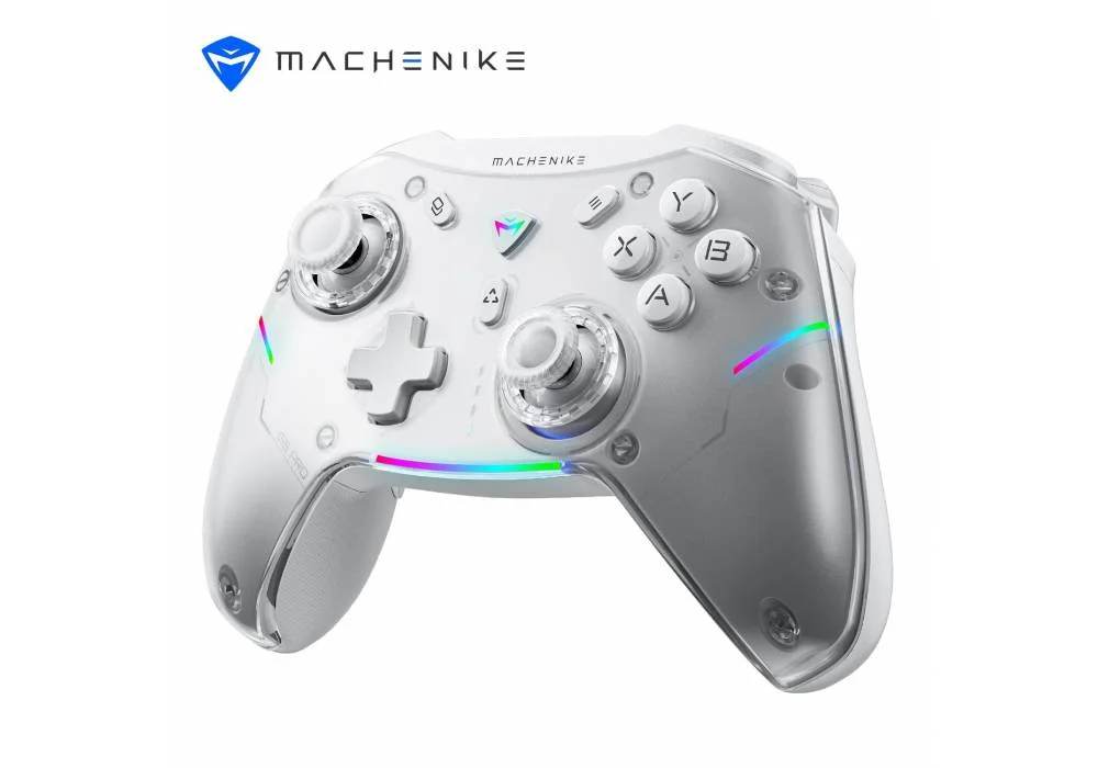 MACHENIKE G5 Pro Wireless Gaming Controller for Windows PC, Switch, IOS & Android, PC Controller Hall Effect Joystick Triggers / Gyroscope, RGB Lights - White