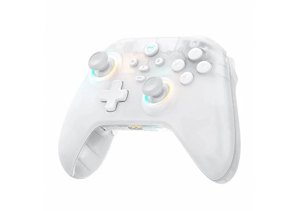 Machenike G3V2 Bluetooth Controller for Pc/Switch/Ios/Android, Hall Effect Joysticks, RGB Lighting Gaming Controller, 2 Programmable Buttons,1000mah Battery - White