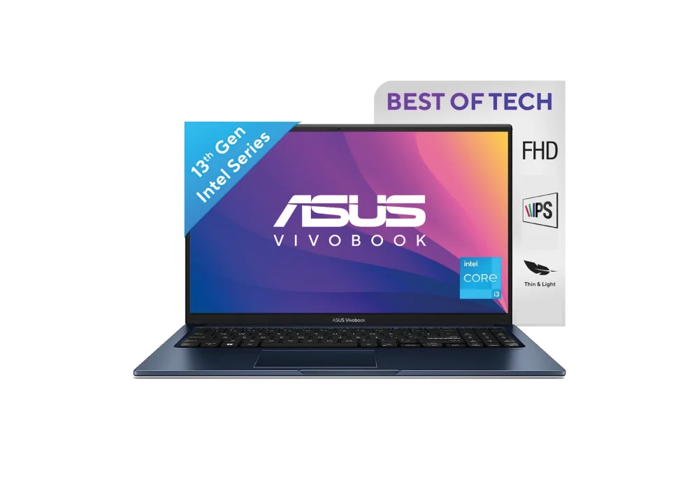 Laptop ASUS Vivobook 15, Intel Core i3-1315U, 12 GB DDR4 (Customized), 256GB SSD 15.6" FHD, Quiet Blue Thin and Light - 13th Generation